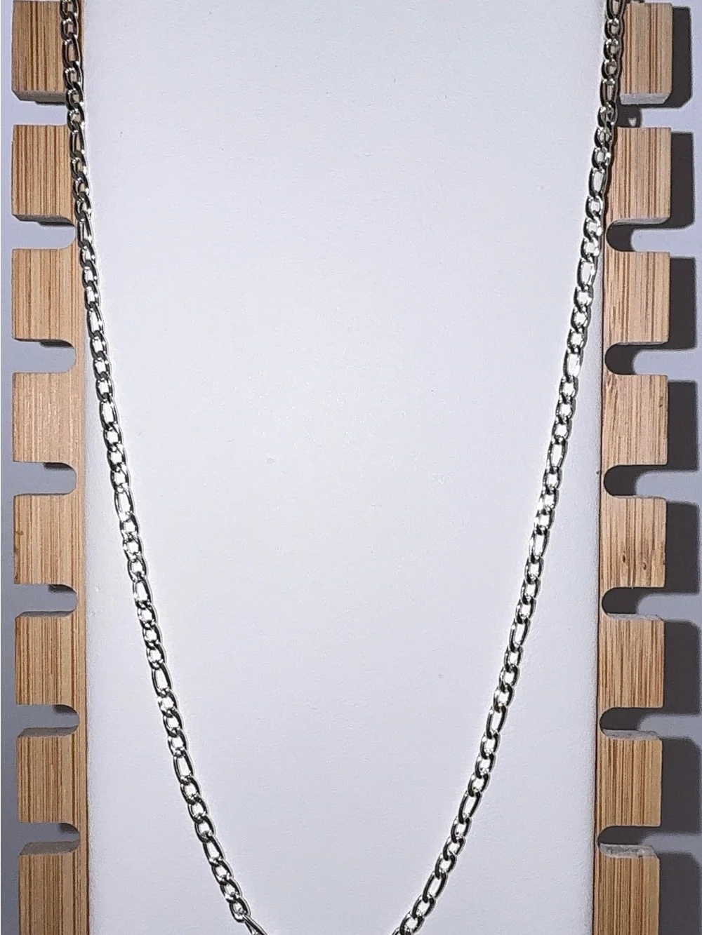 Stainless Steel Silver Figaro Chain Necklace - Shiny Silver 18”